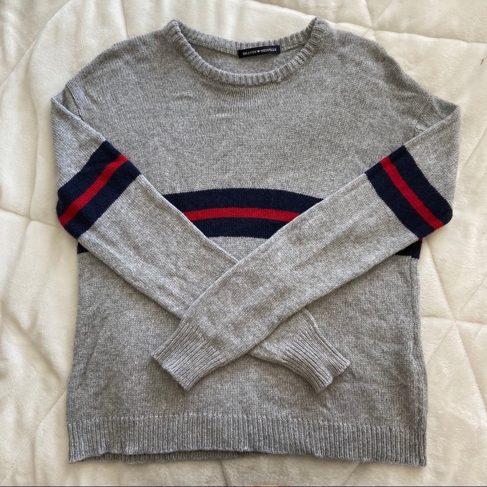 BRANDY MELVILLE Striped Gray Sweater